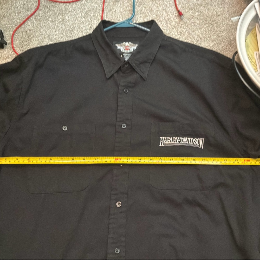 Harley-Davidson Black Collared Button-Down Shirt with Eagle Patch 2XL - Picture 7 of 8